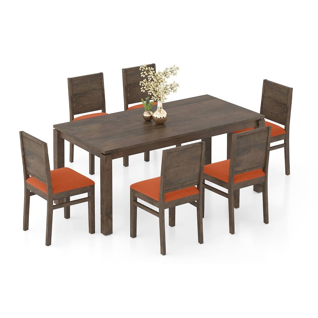 Atlas Solid Wood 6 Seater Dining Table with Atlas Dining chair Set
