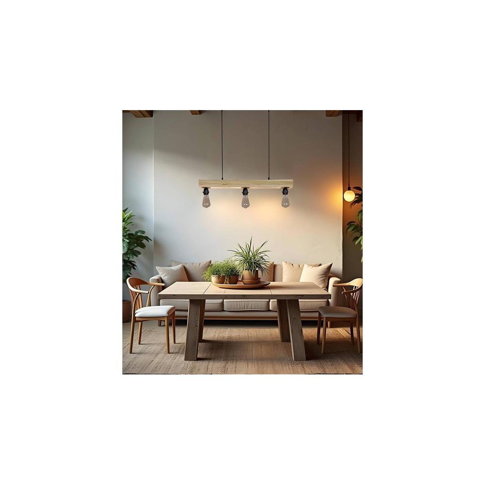 Tavern Beige Solid Wood Cluster Hanging Light