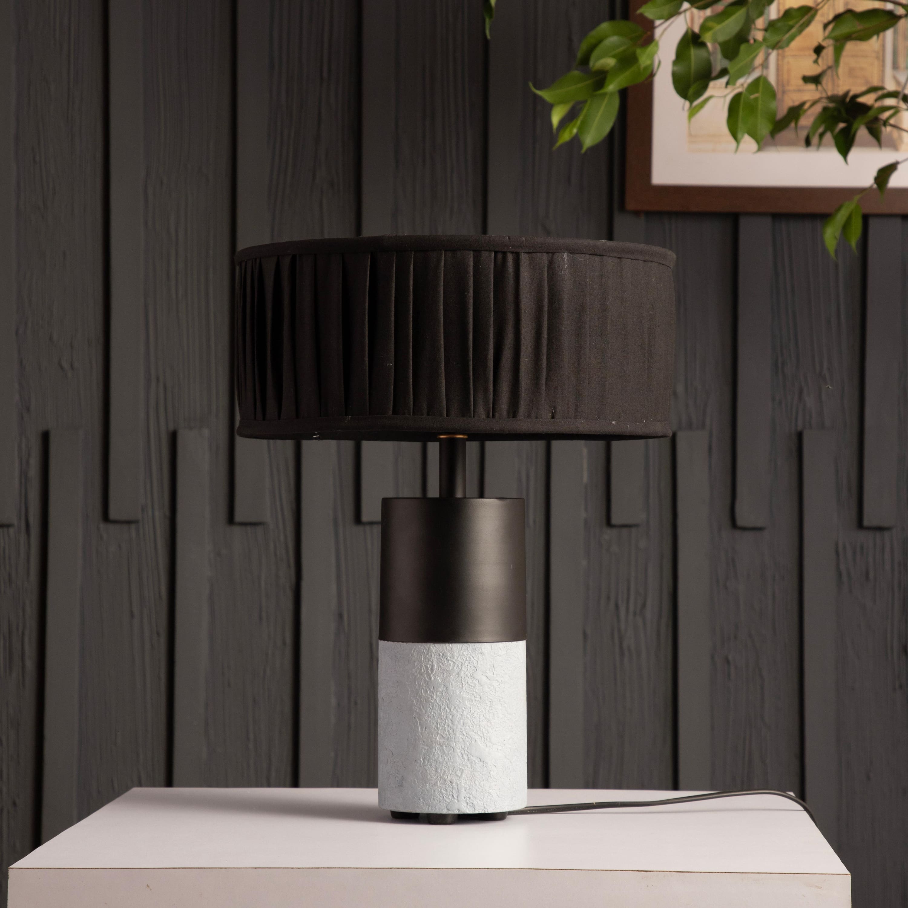 Concrete Drum Table Lamp By Shoppeefry
