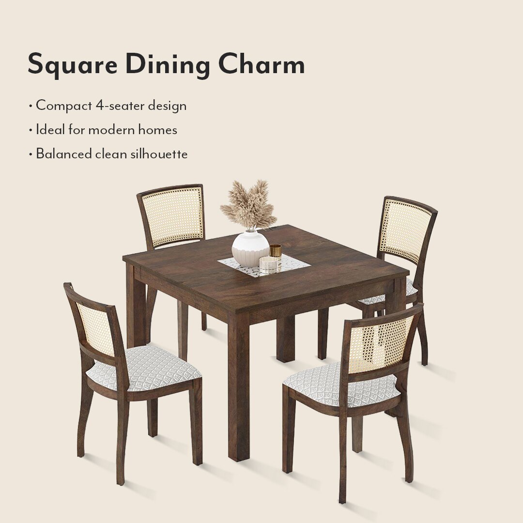 Atlas Solid Wood 6 Seater Compact Dining Table with Atlas Dining chair