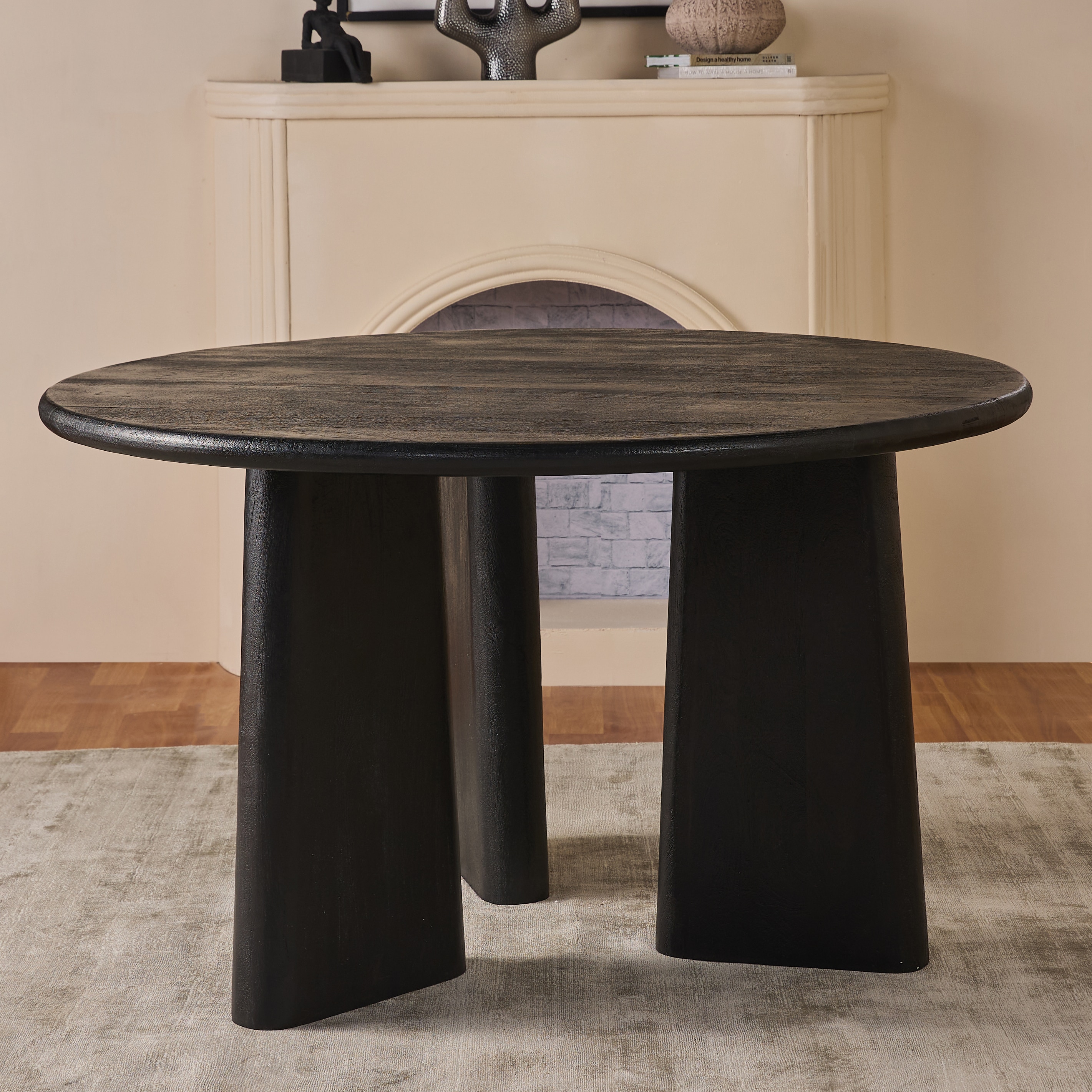 Perivelle Grace Solid Wood 4 Seater Dining Table in Black Finish - Living Shape