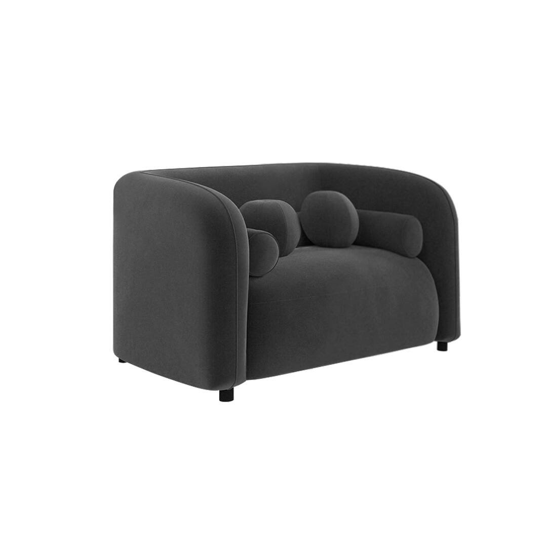 Homro Velvet 1 Seater Sofa in Dark Grey Colour