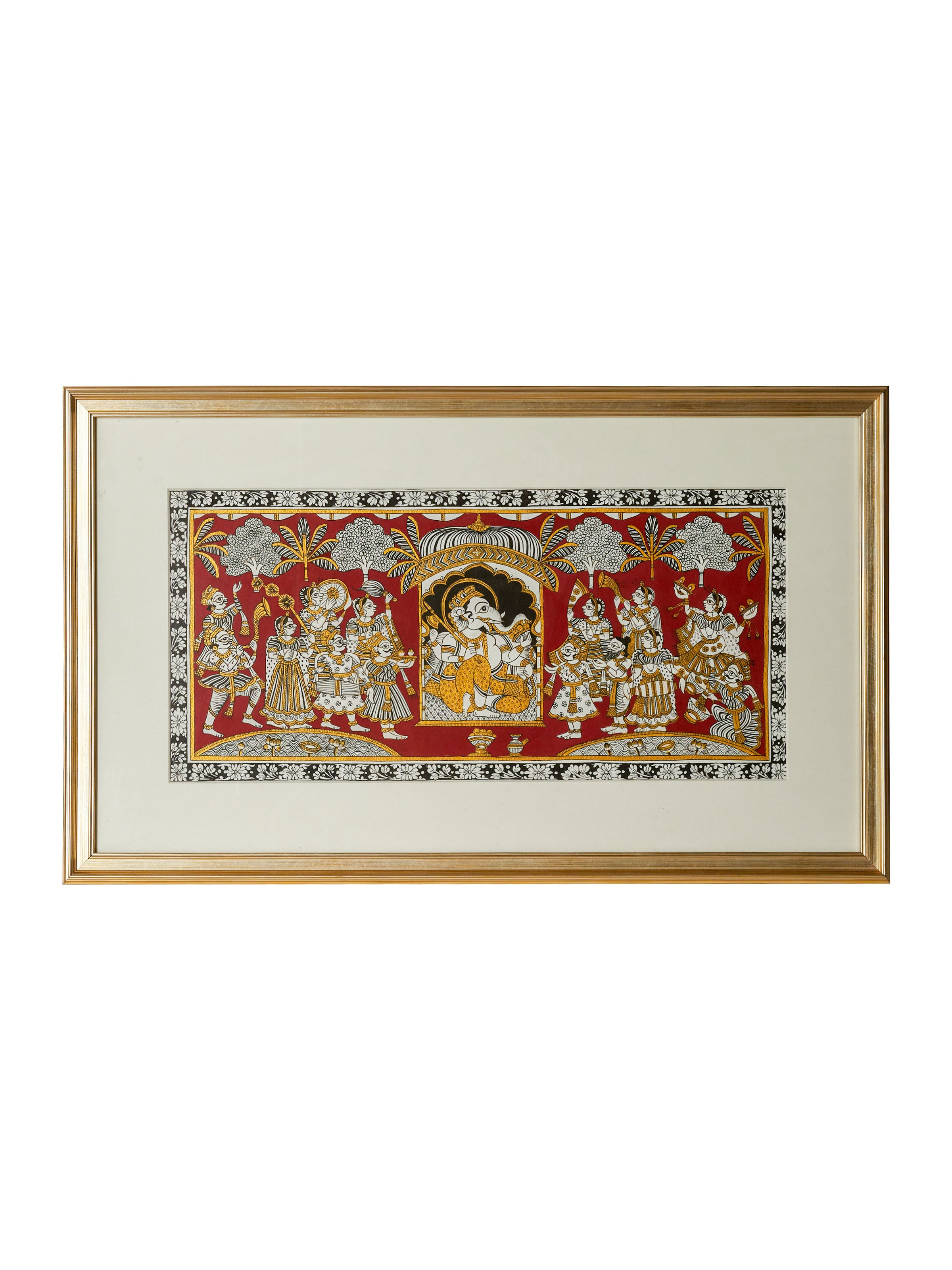 Front view of the Ganesh Vandana Musicians Phad Painting