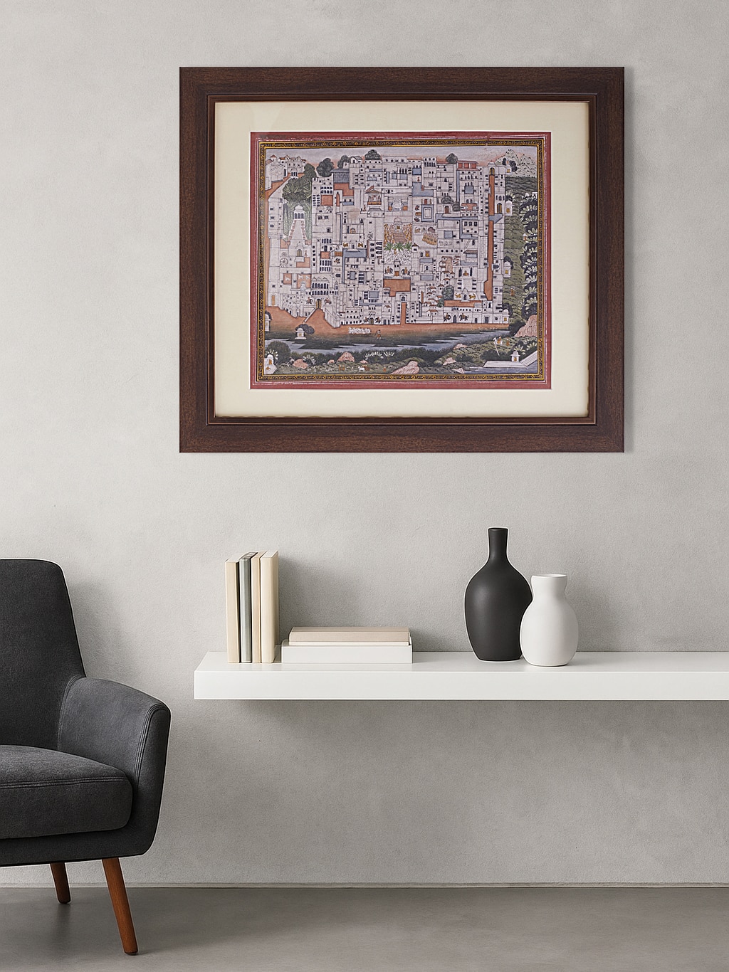 Front view of Pichwai Shreenathji in Nathdwara Temple Painting