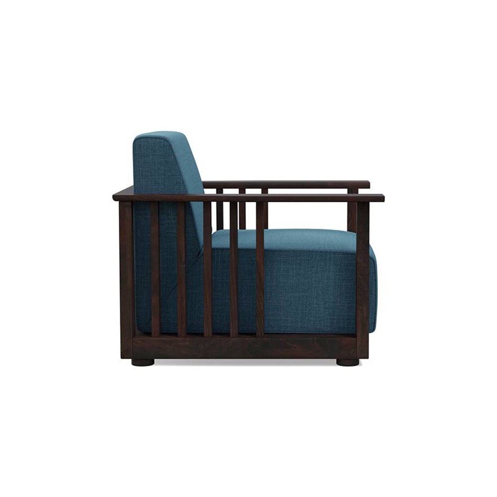 Serra Wooden Sofa - Mahogany Finish (Colonial Blue)