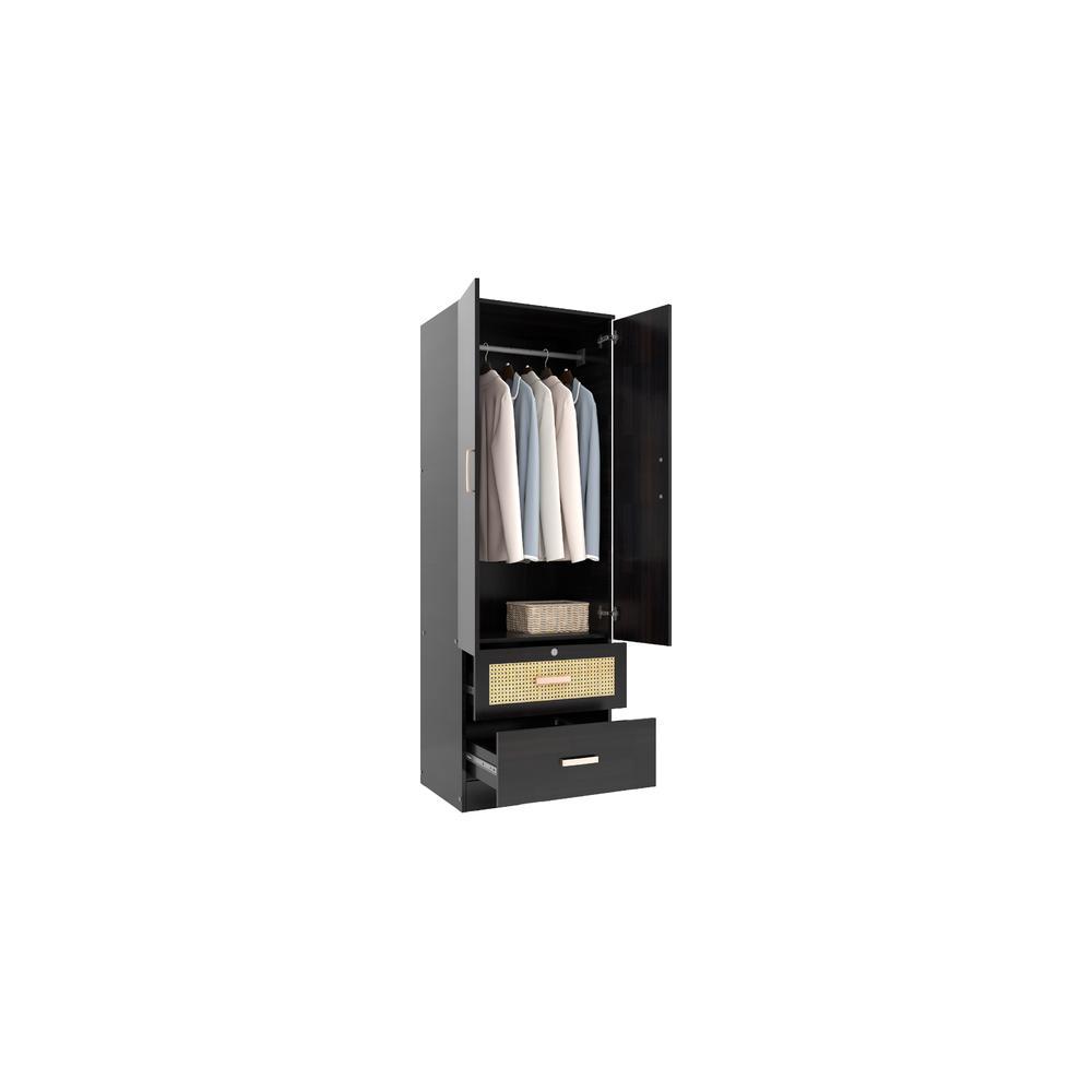 Ren 2 Door Wardrobe with Rattan Drawer