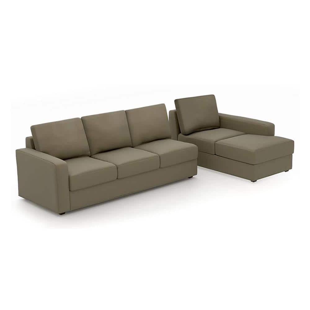 Apollo Compact Sofa (Colour : Cappucino, Cushion : Hard, Seating Capacity : Right Aligned 3 Seater + Right Aligned Chaise + Ottoman)