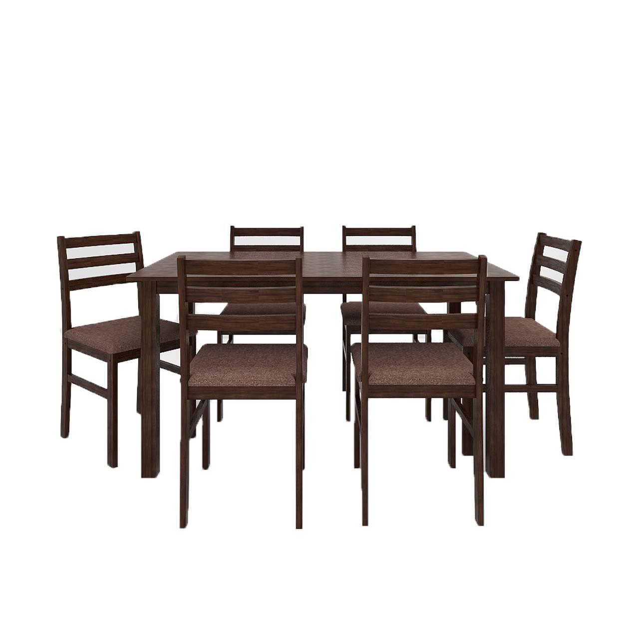 Seattle Starter Dining Set 1+6 (Rubberwood, Dark Cappuccino Finish)