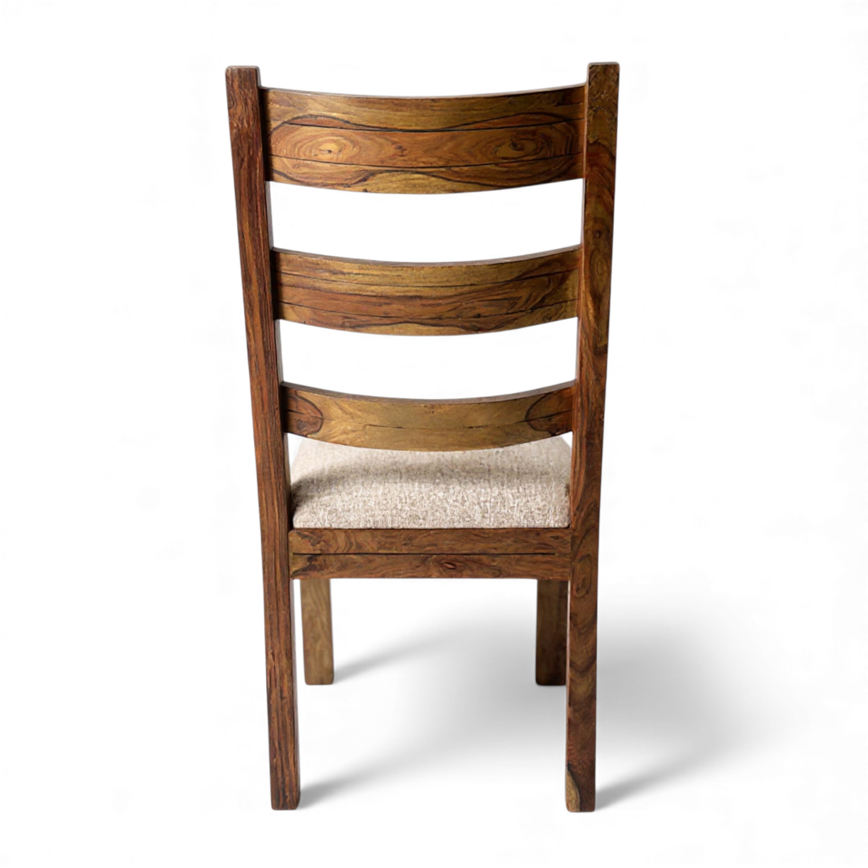 Newport Sheesham Wood   Set of 2 Dining Chairs in Jute Beige     TEAK FINISH