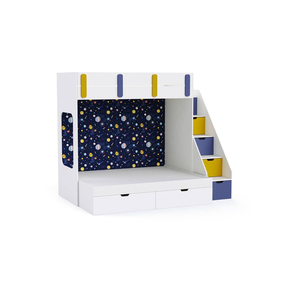 Pattern Dreams Bunk Bed with Storage in White Colour BKBB018
