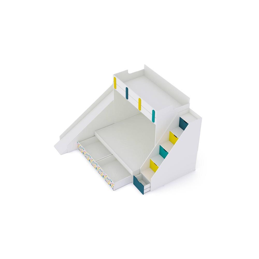 Sleep Nâ€™ Slide Bunk Bed with Slide and Storage in White Colour BKBB026