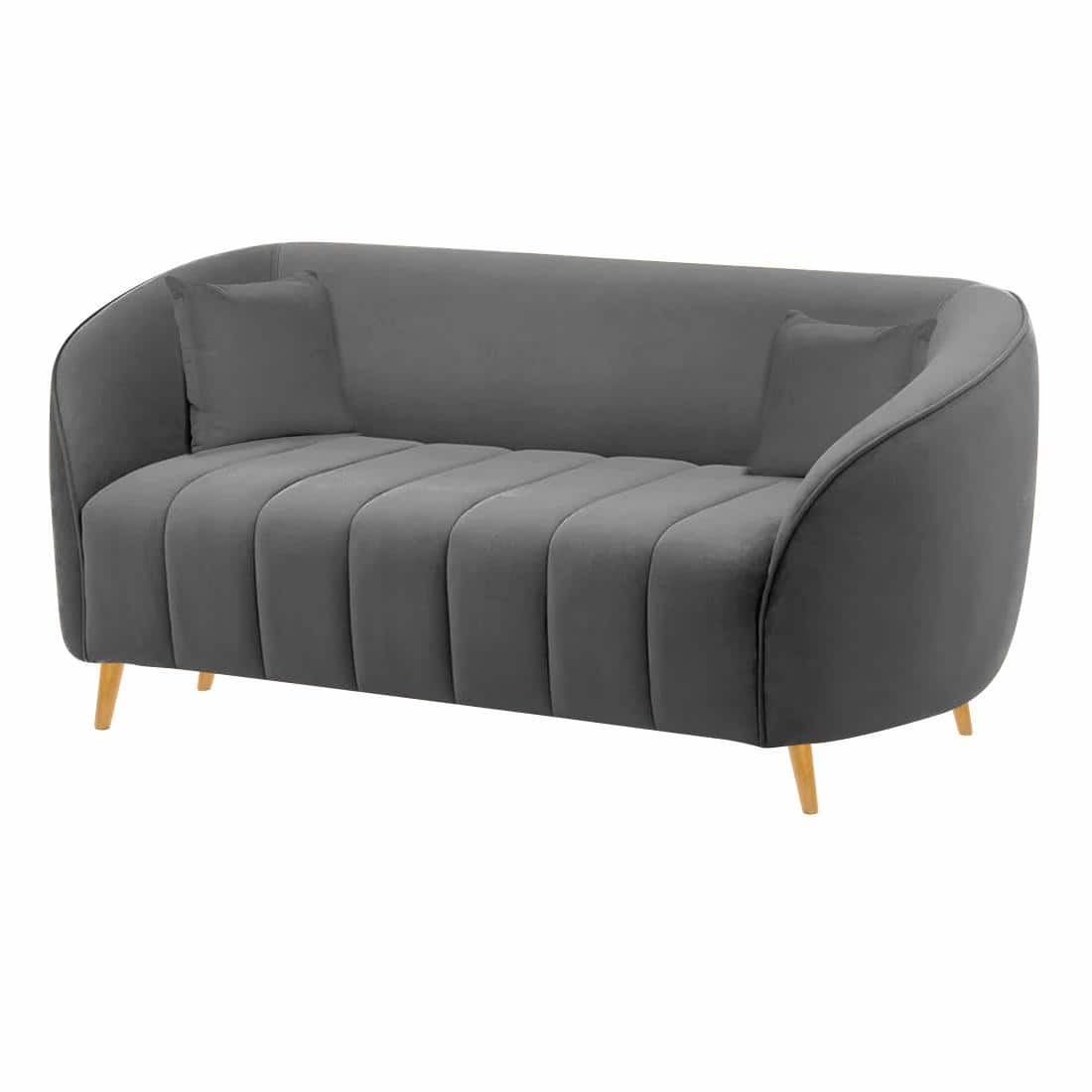 Nero Velvet 2 Seater Sofa in Dark Grey Colour