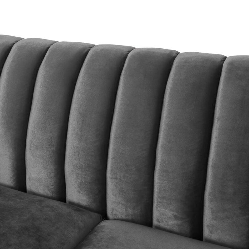 Mid Century Fabric Sofa (Dark Grey Velvet)