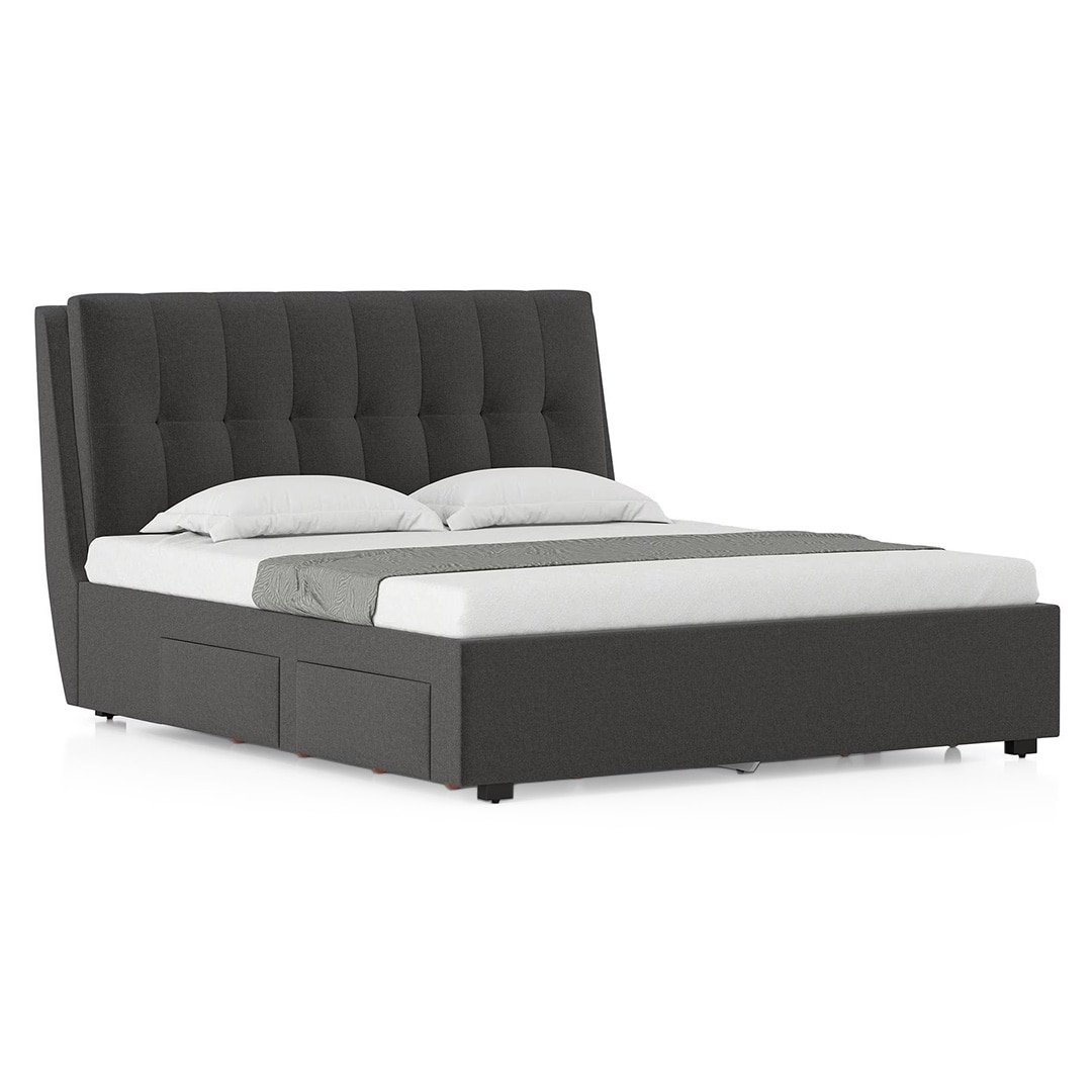 Bornholm Engineered Wood King Size Drawer Storage Upholstered Bed In Urban Grey Colour