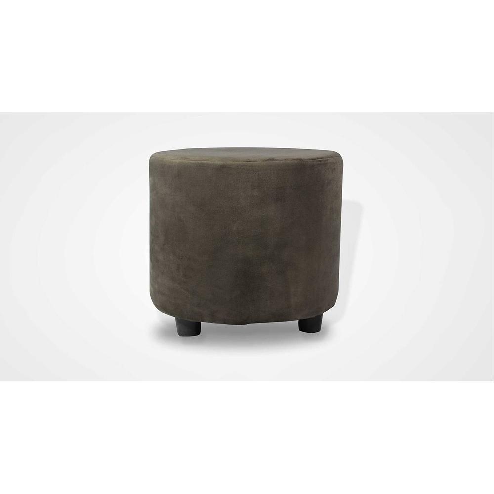 Iris Solid Wood Pouffee Stool in Grey Velvet Fabric
