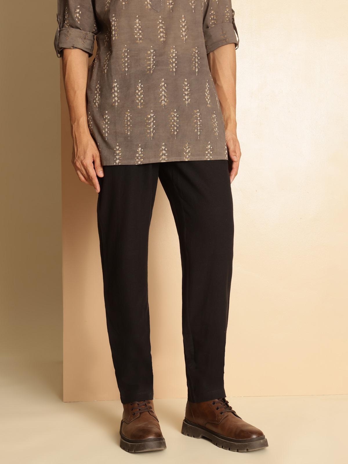 Black Cotton Elasticated Pyjamas