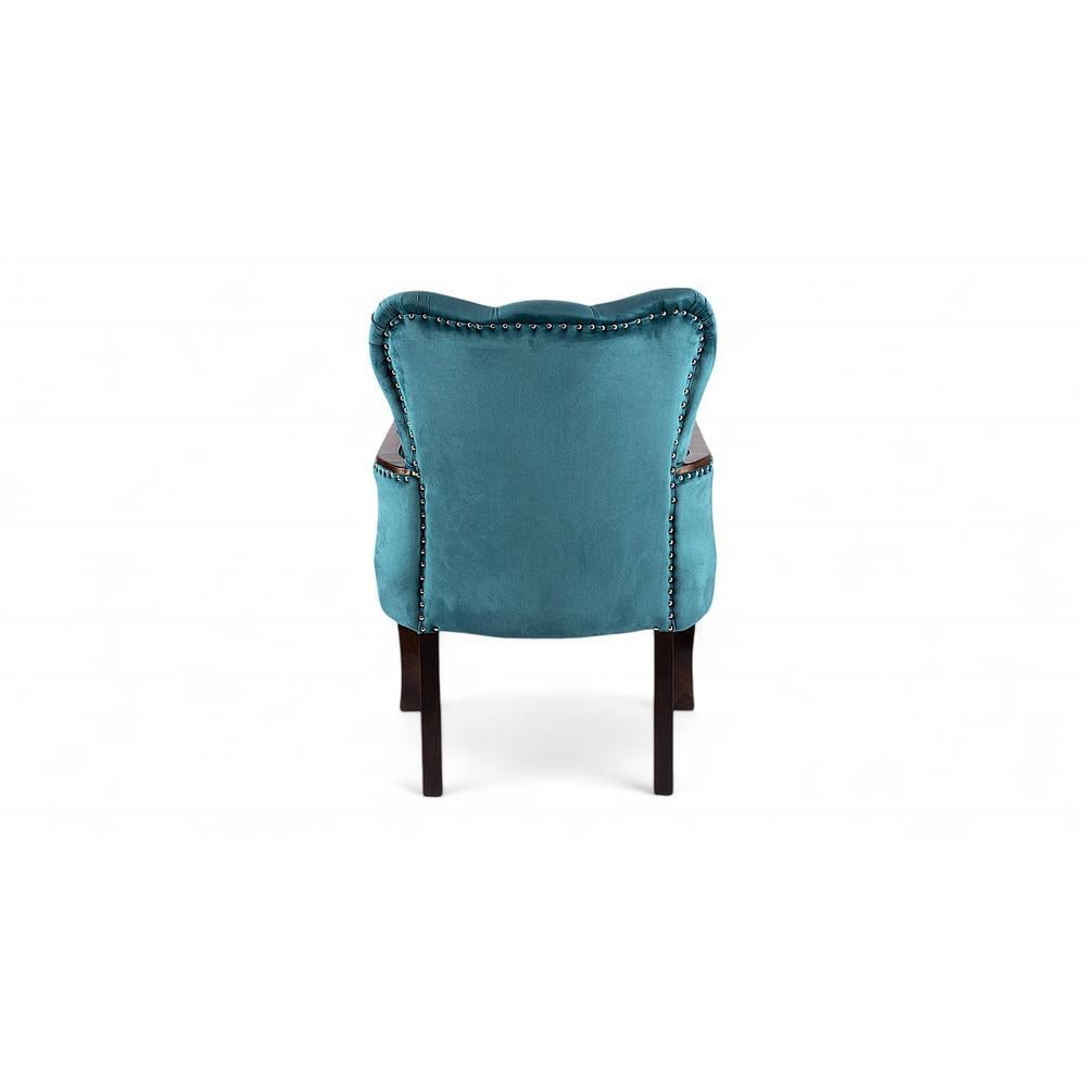 Arista Sheesham Wood Accent Chair Set of 2 in Turquoise