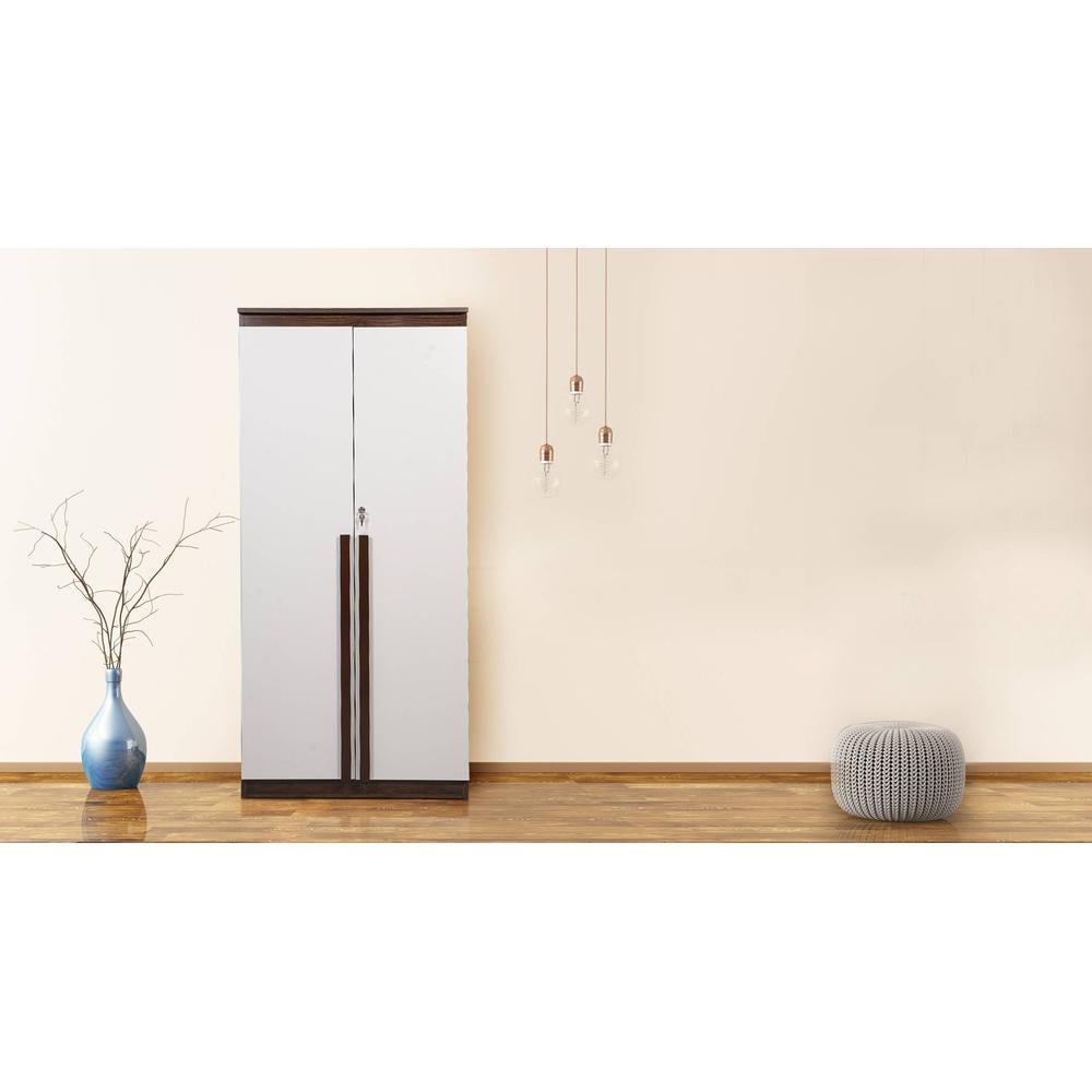 Meridian engineered wood two door wardrobe with Columbian walnut finish
