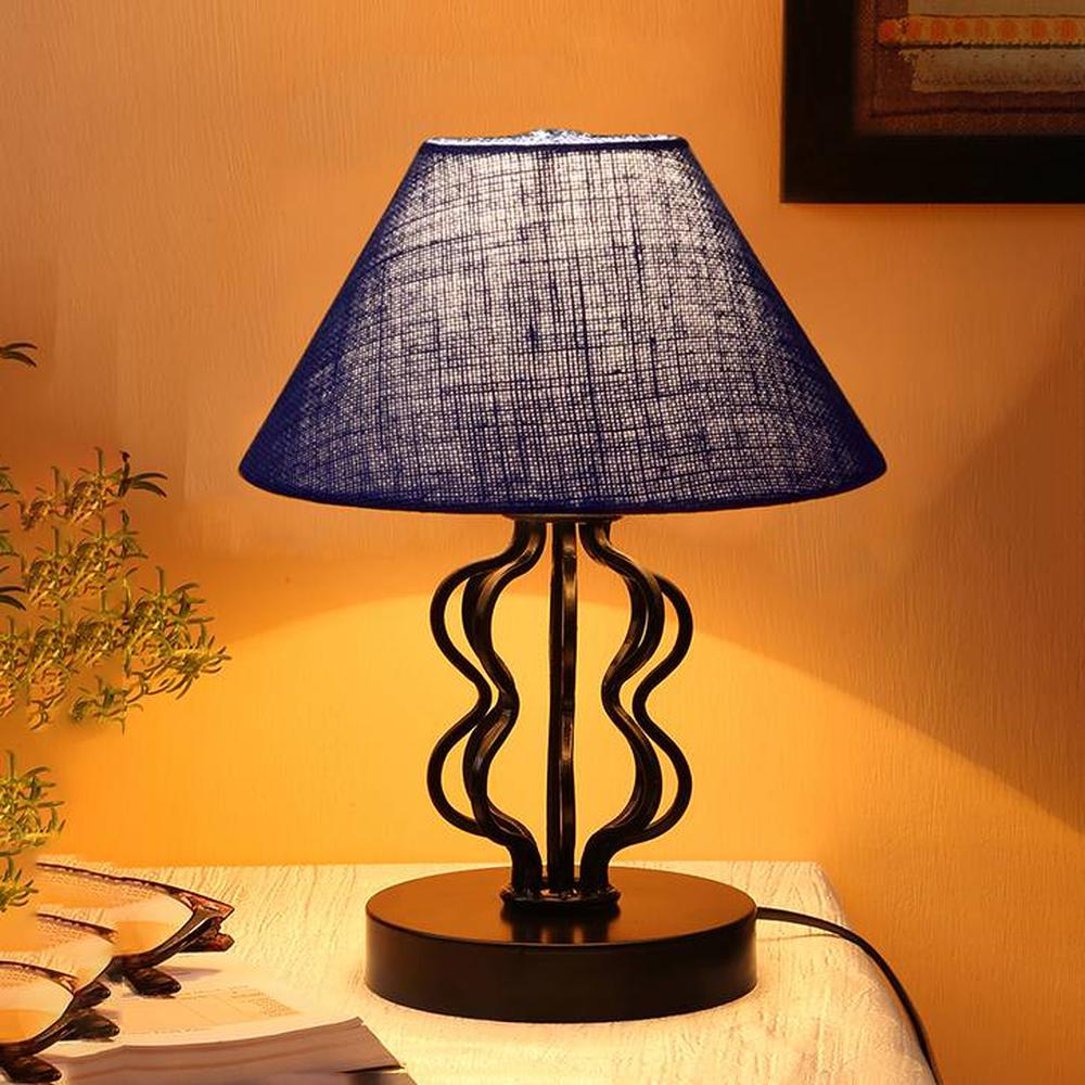 Diana Blue jute Shade Iron Table Lamp - Devansh