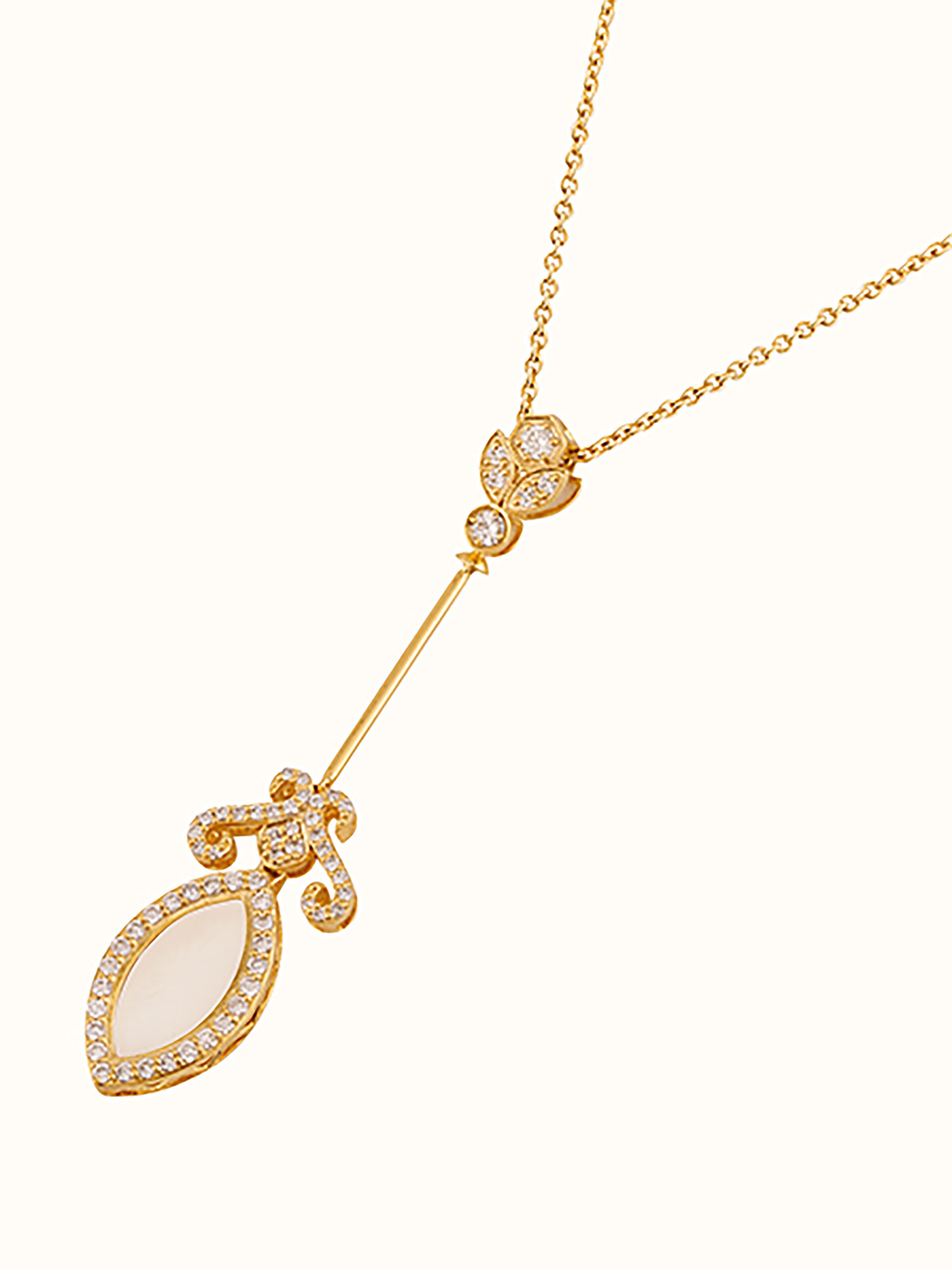 On-body view of Lapidary 14 Karat Gold Pendant & Chain