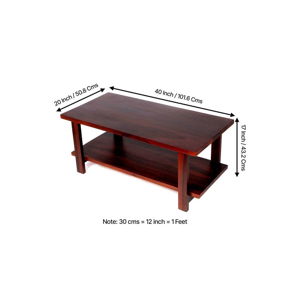 Aroda Sheesham Wood Coffee Table In Walnut Finish