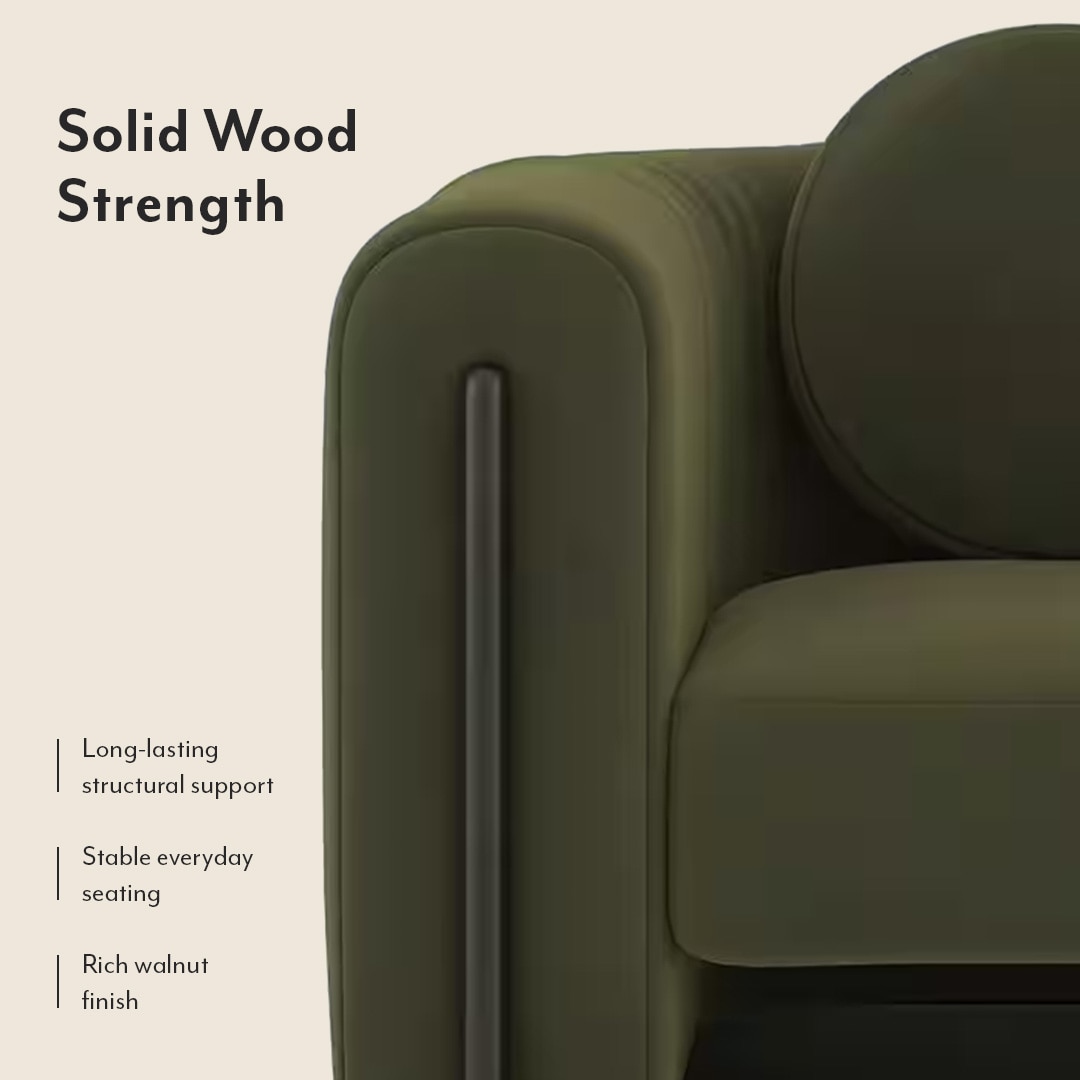 Reno Lounge Chair in Deep Olive Velvet Colour