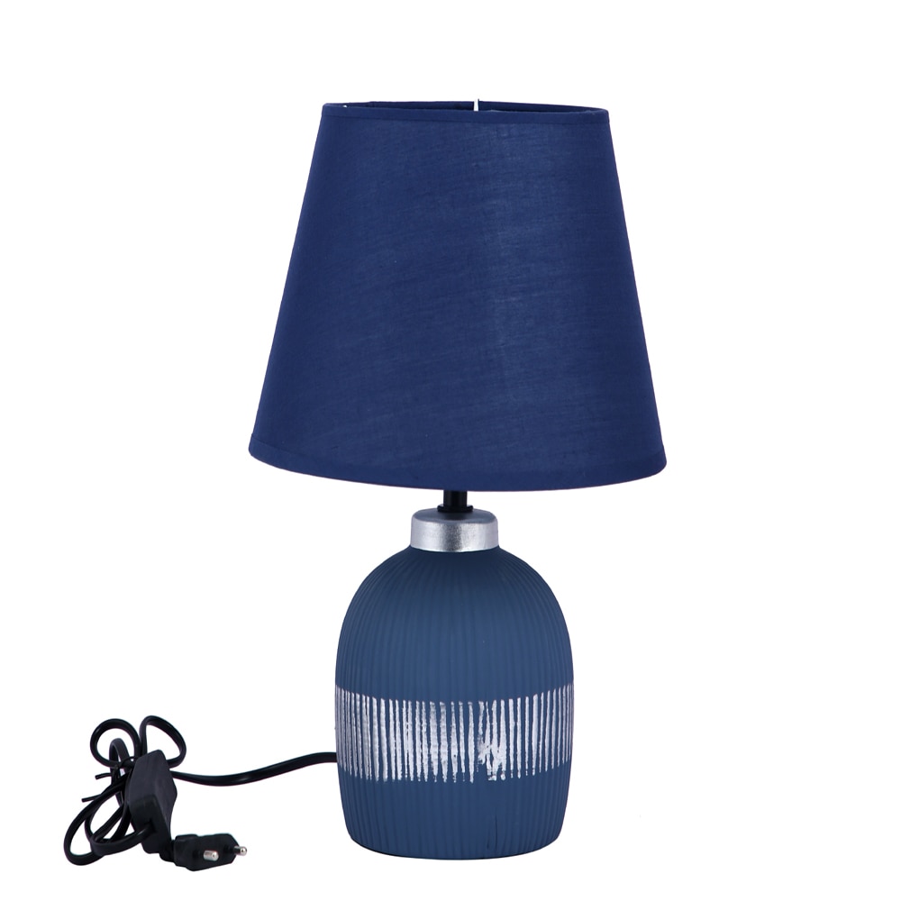 Linear Pattern Artisan Table Lamp Blue Base