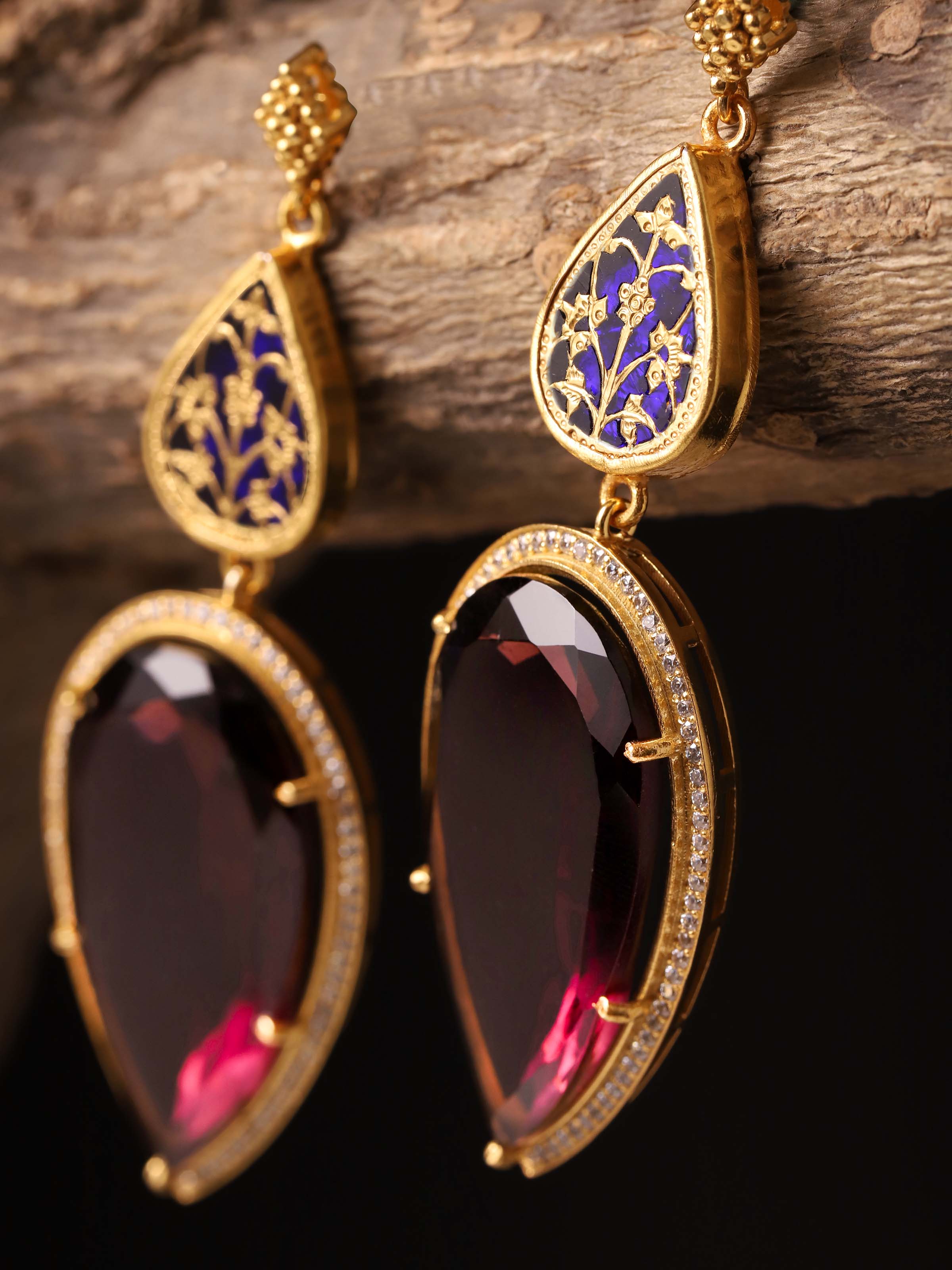 Lifestyle view of Thewa Silver Drop Earrings