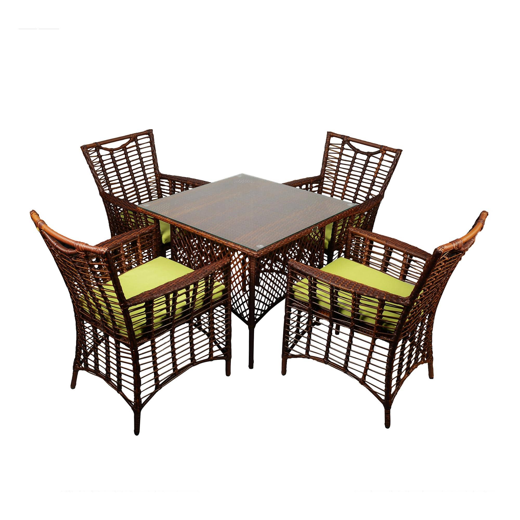 Taree  Wicker Table And Chair Set In Brown Dual Tone Finish