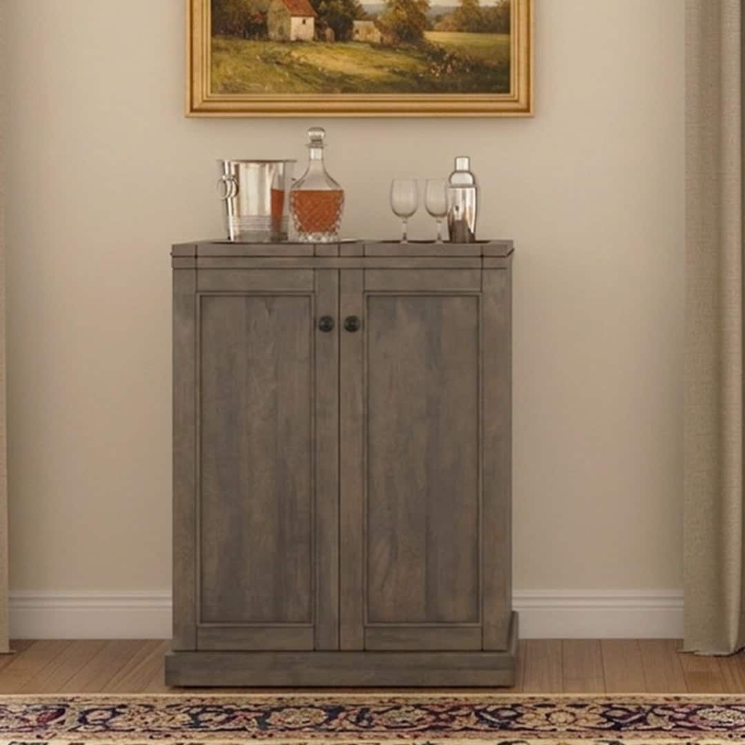 Caledonia Solid Wood Bar Cabinet (Danish Walnut Finish)