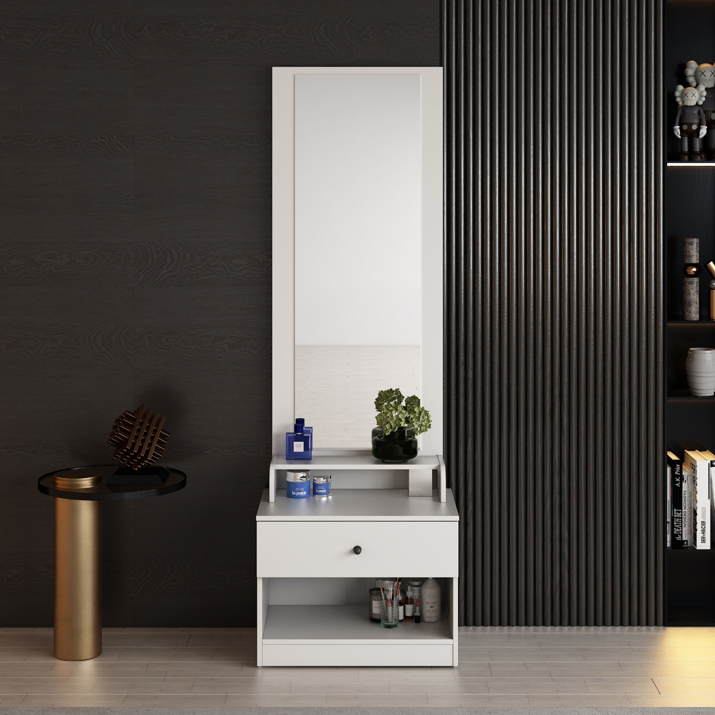 Olive Dressing Table in Frosty White Finish - A Globia Creations