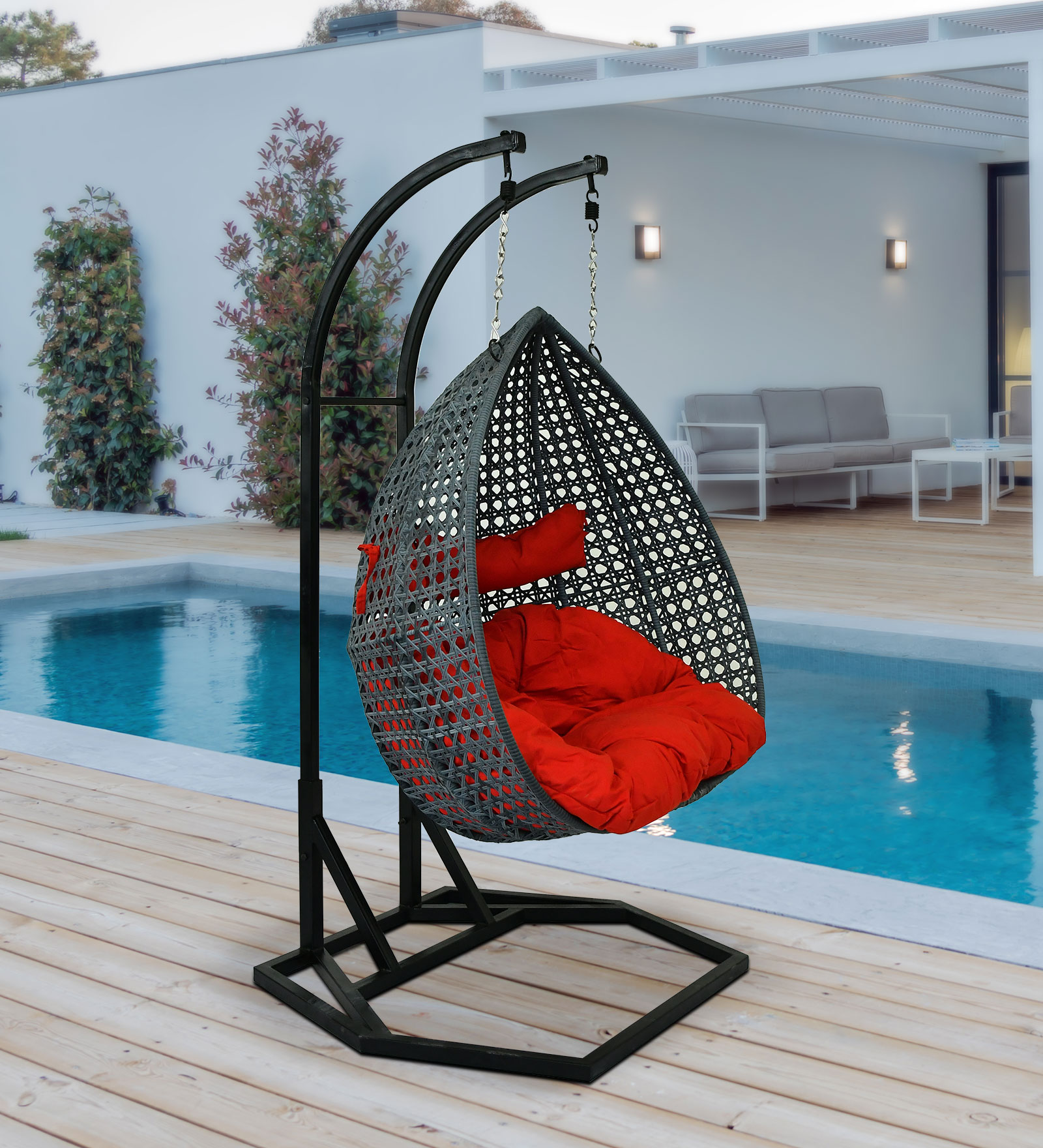 Zermatt Wicker Swing In Grey Color