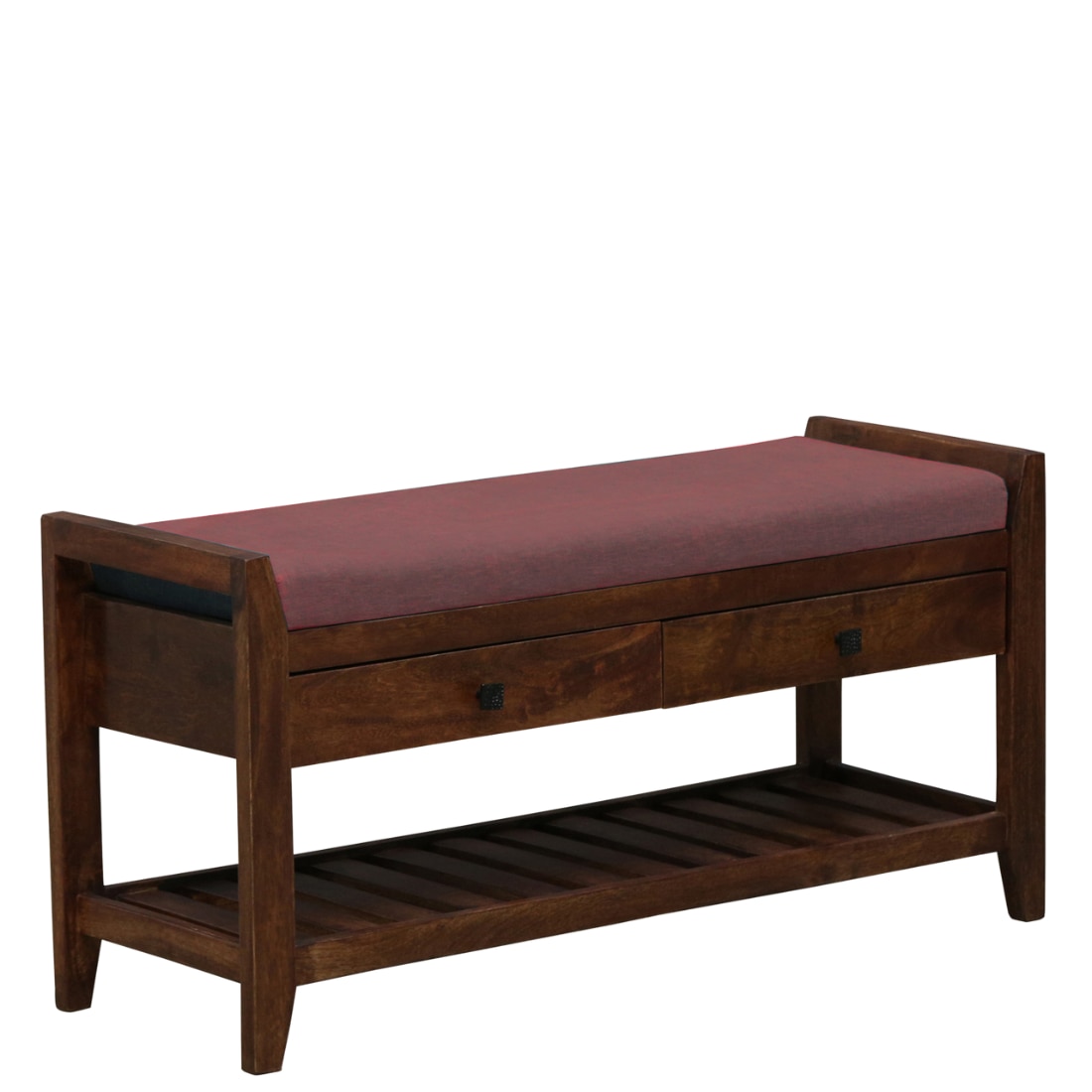 Halden Solid Wood Shoe Rack with Seating in Walnut Brown finish