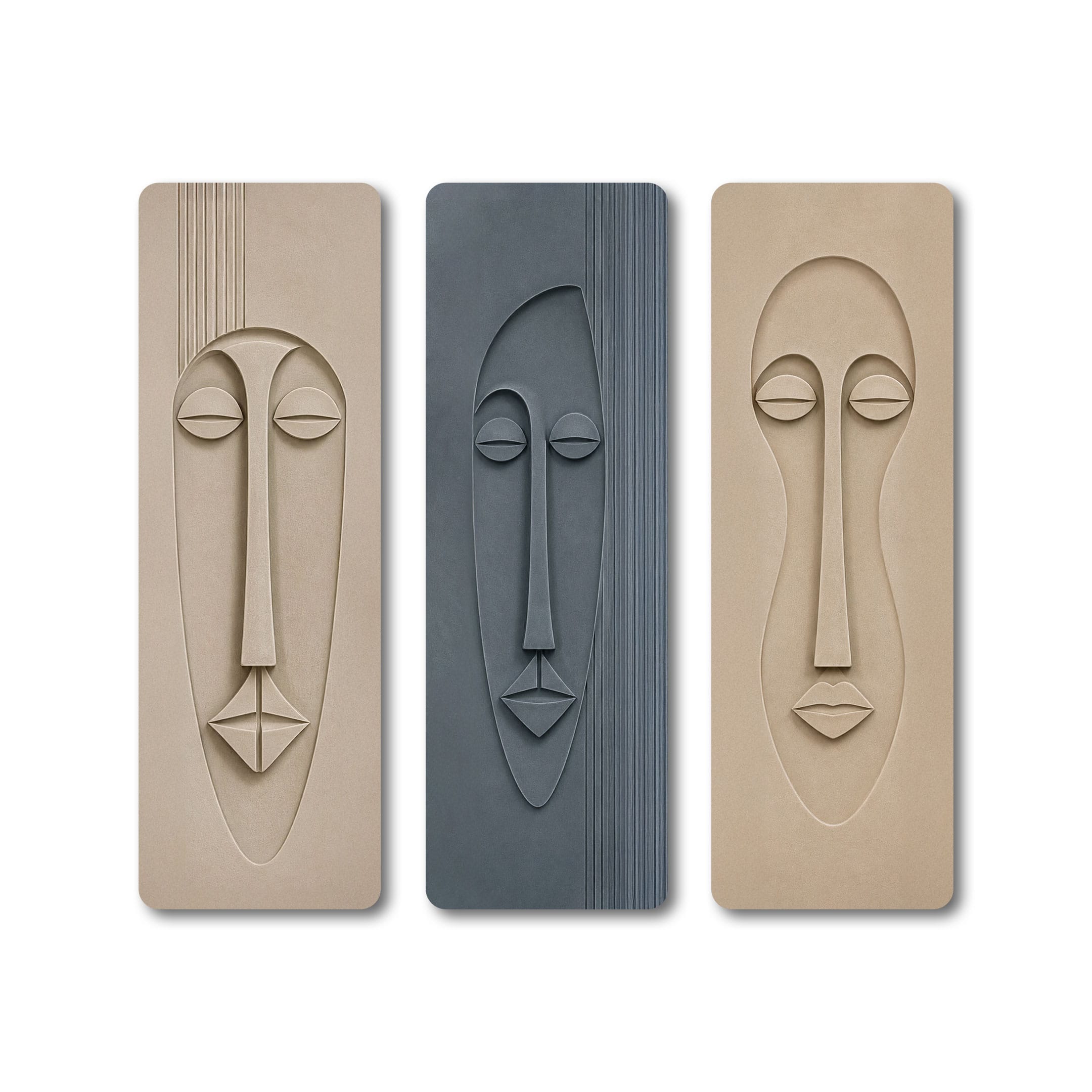 The Castle Decor Abstract Face Wall Art Set of 3 27x33 Inch - The Castle Decor