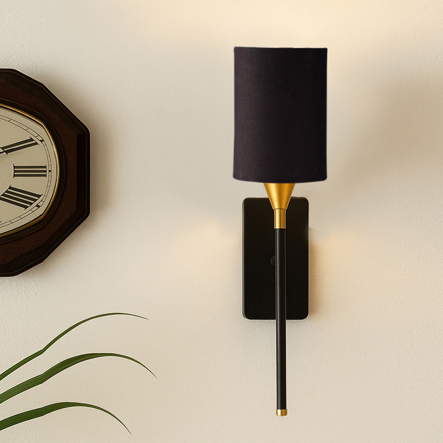 Devansh Metal Electric Wall Light in Black Colour with Black Shade Count of 1 Light - Devansh
