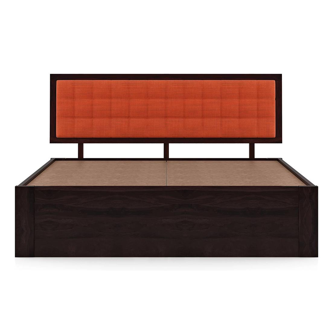 Florence Queen Size Solid Wood Drawer Storage Bed In Mahogany Finish & Lava Colour