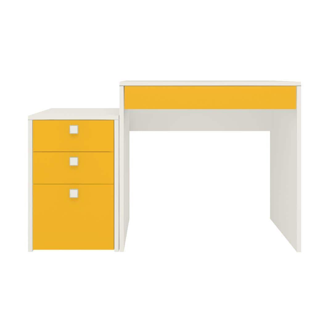 Eskada Kids Study Desk cum Printer Table with 4 Drawers in Mango Yellow Colour