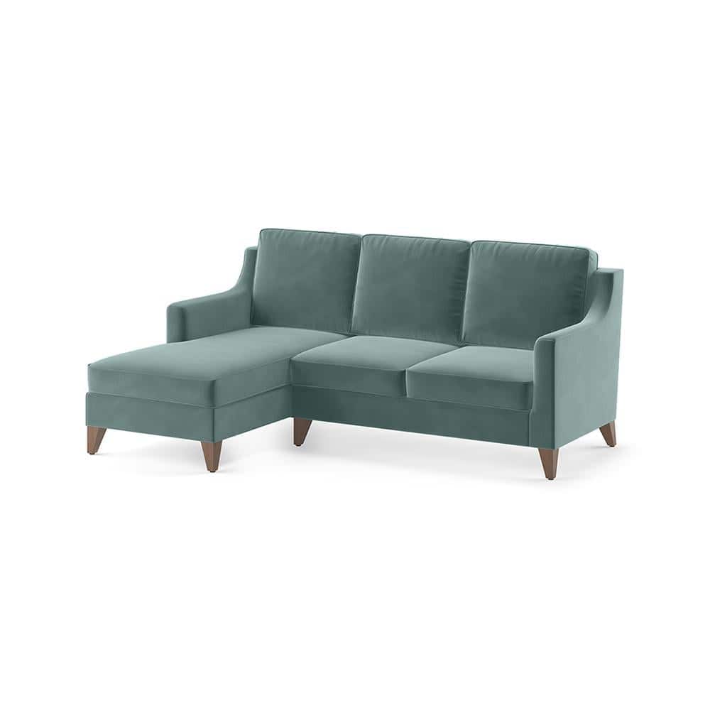 Abbey Sectional Sofa (Colour : Dusty Turquoise Velvet, Cushion : Soft, Seater : Left Aligned 2 Seater + Left Aligned Chaise)