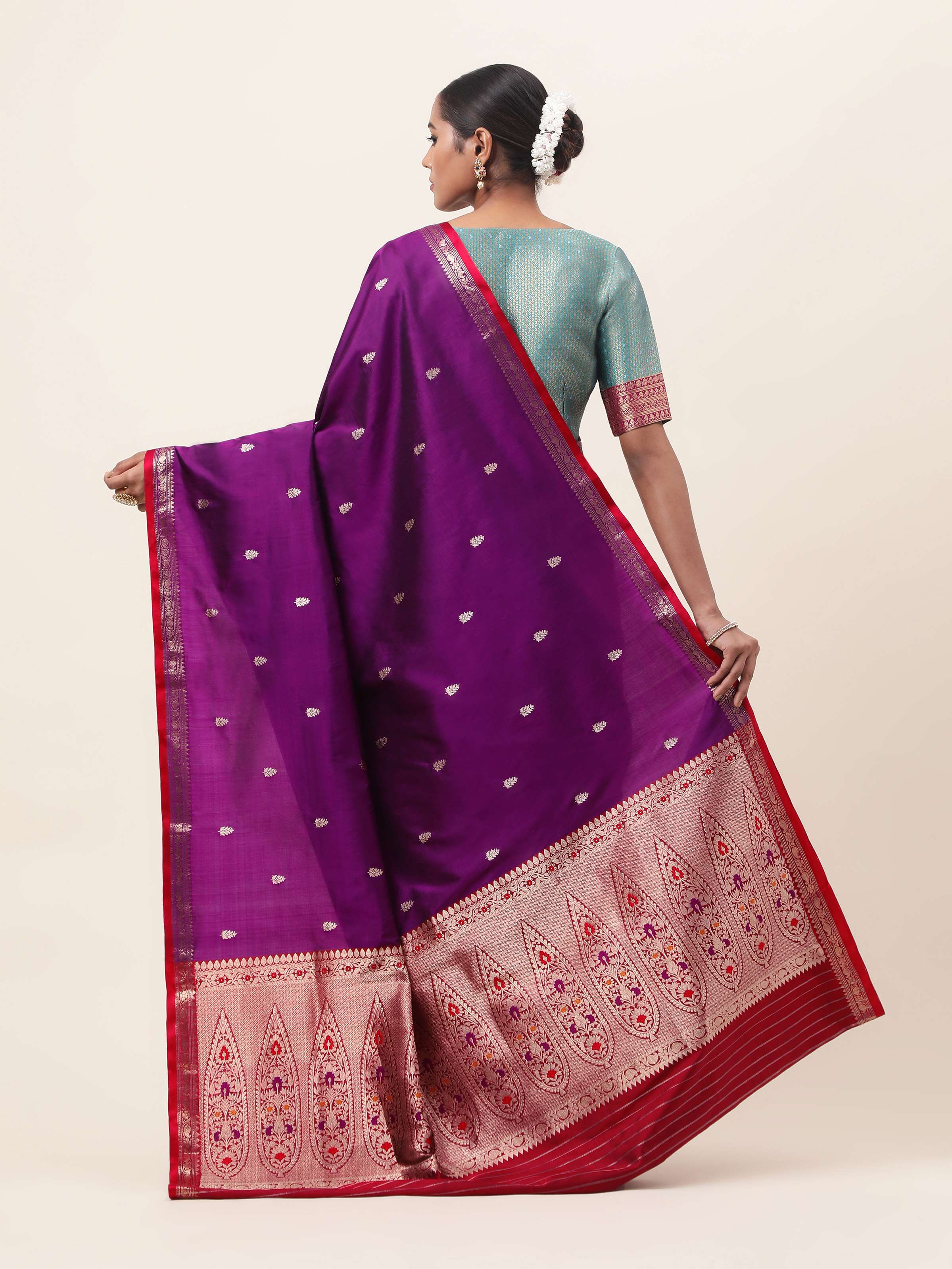Purple Mulberry Katan Silk Banarasi Saree