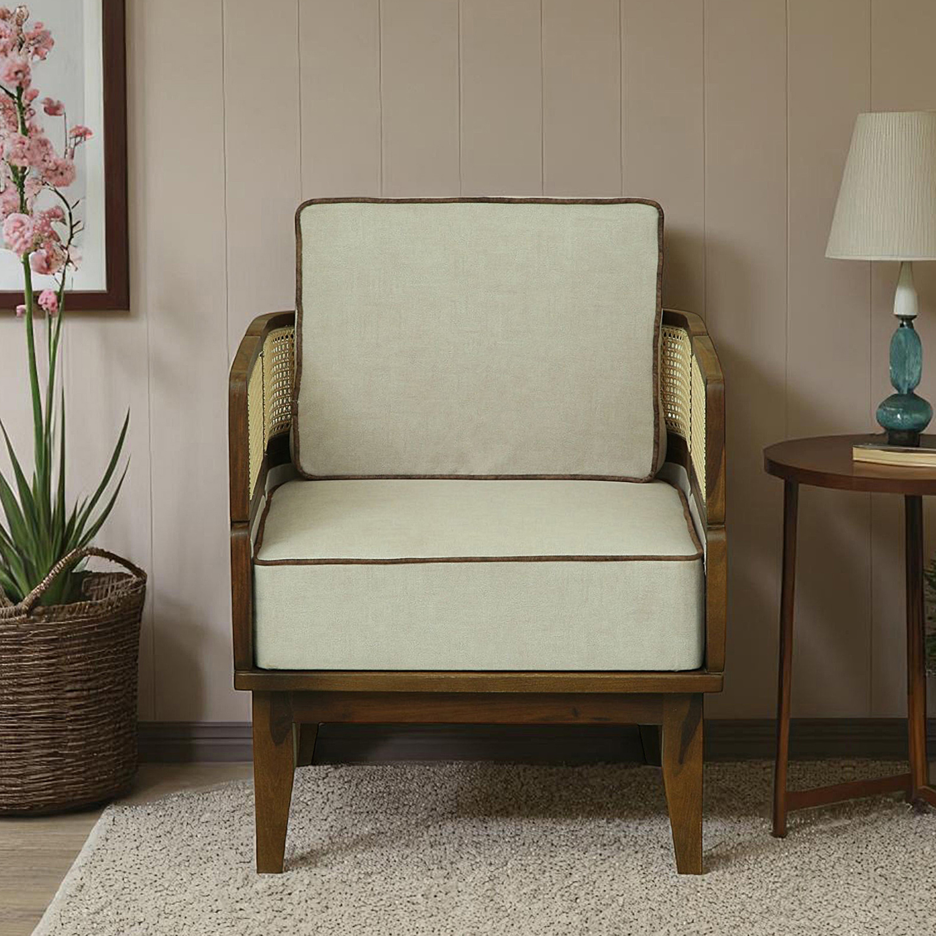 Sunbrust 1 Seater Sofa In Beige Colour - Vintage Home