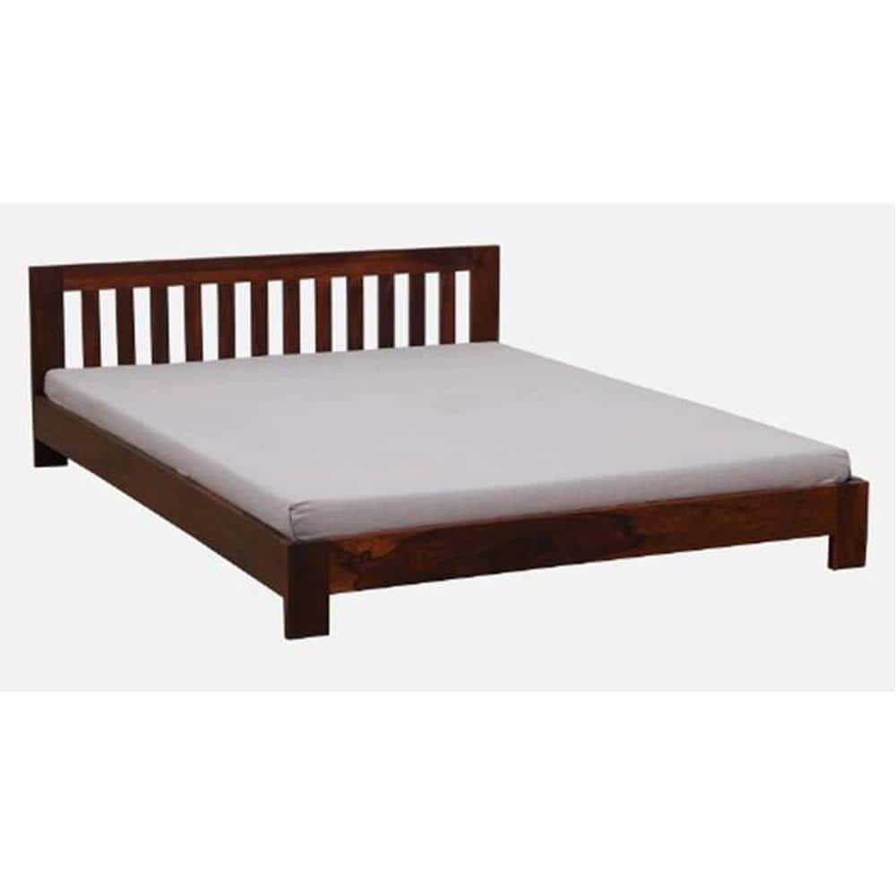 Orian Solid Wood Queen Size Non Storage Bed In Honey Oak Finish