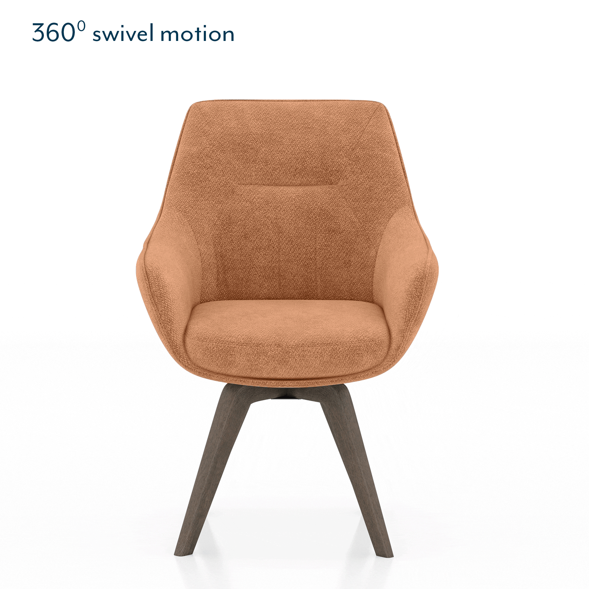 Wella Swivel Solid Wood Dining Chair Set of 2 in Terracotta Fabric