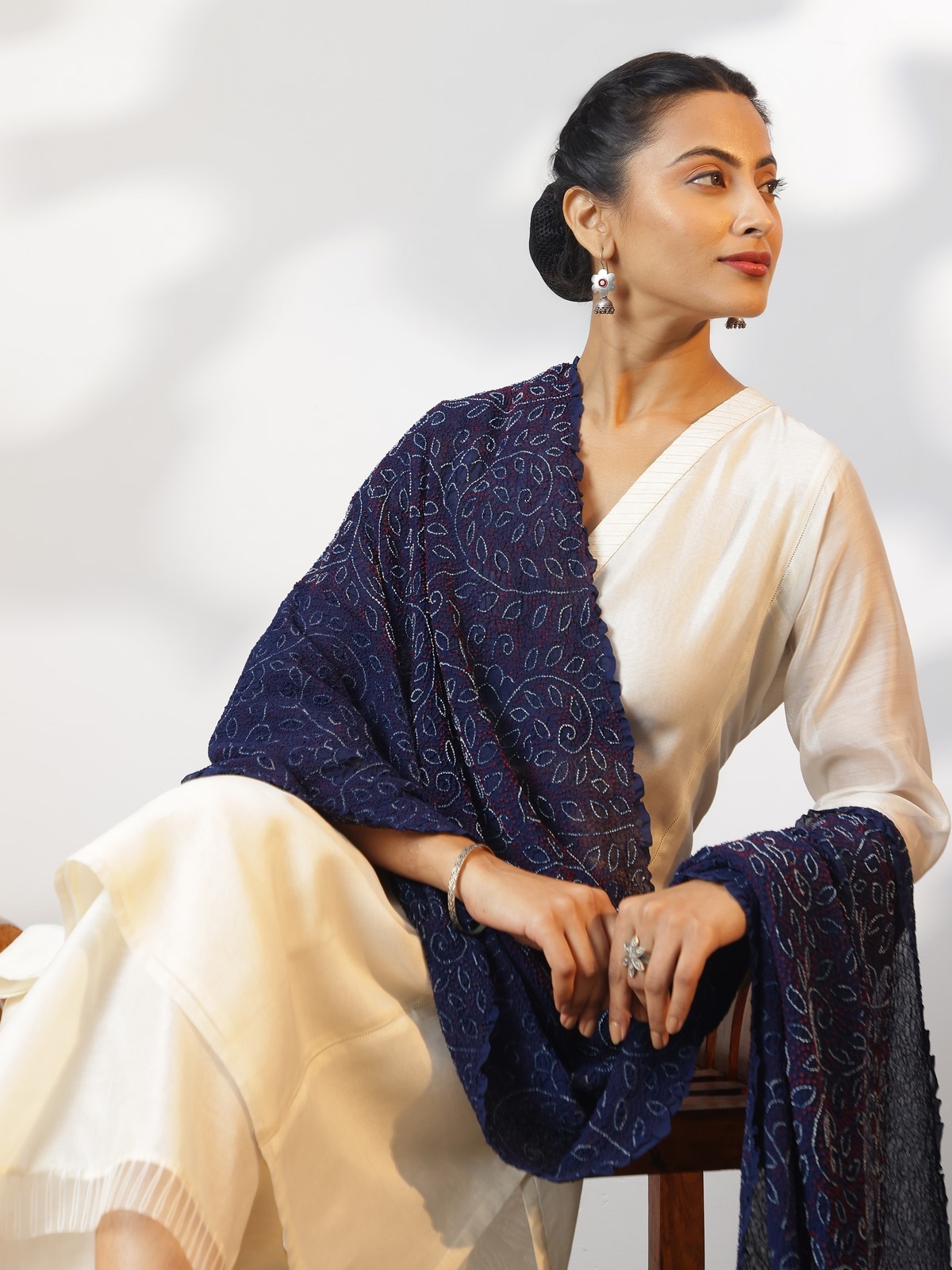 Indigo Georgette Bandhani Tie & Dye Dupatta