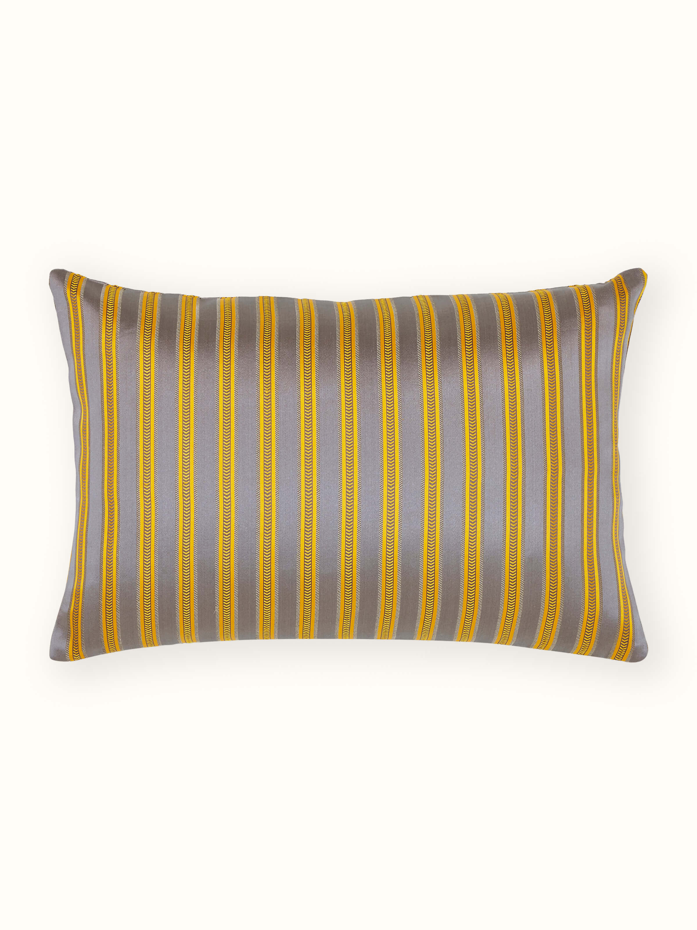 Aruni Grey Stripe Silk Mashru Banarasi Handloom Cushion Cover