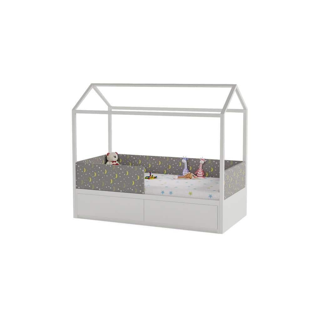 Windchime Engineered Wood Box Storage Bed in Light Grey Colour