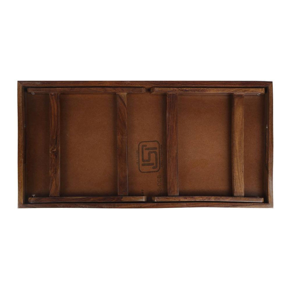 Chai and Solid Wood Bookshelf and Serving Tray In Multicolour