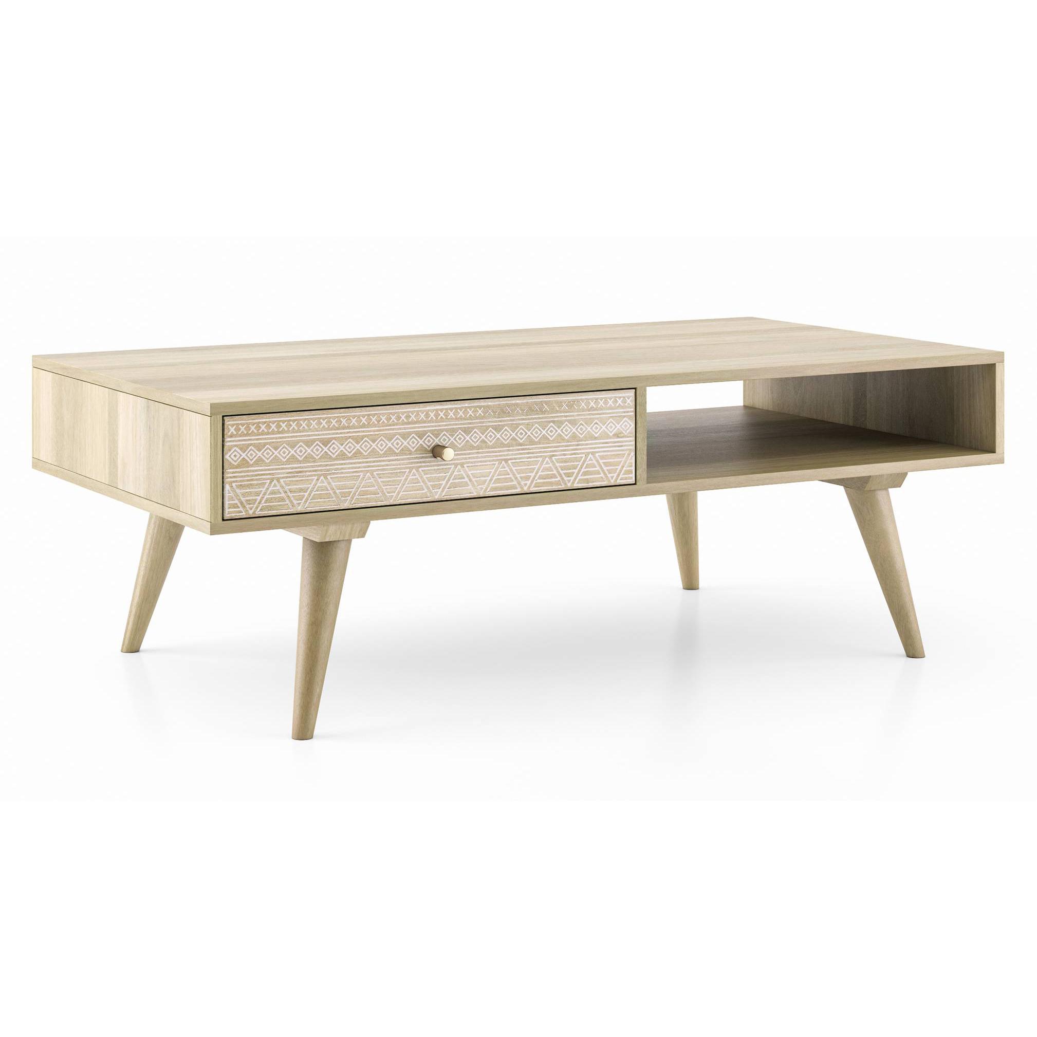 Ivara Rectangular Solid Wood Coffee Table In Natural Finish