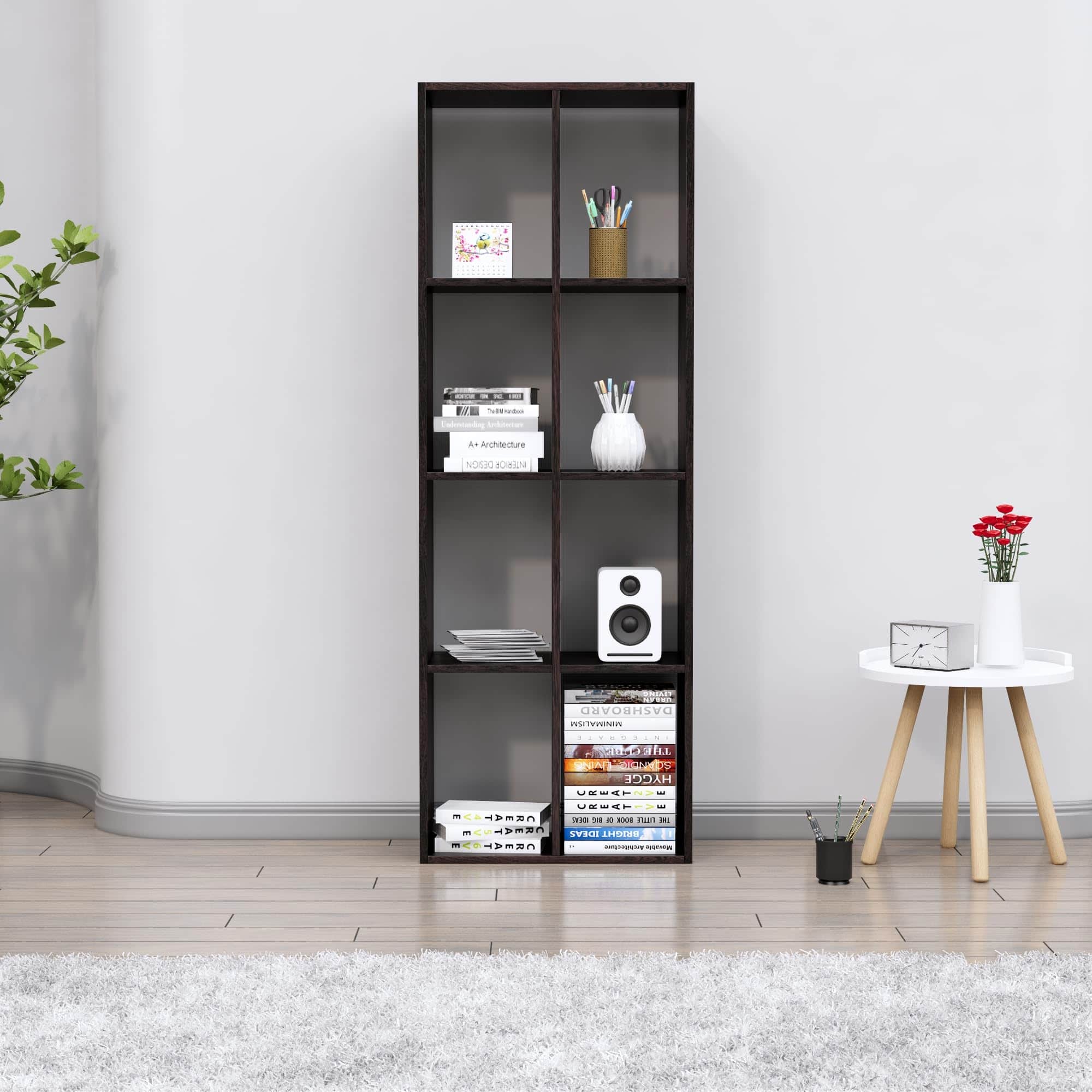 Hexa Engineered Wood Bookshelf Multipurpose Storage Rack in Flower Wenge Colour - HexaRed