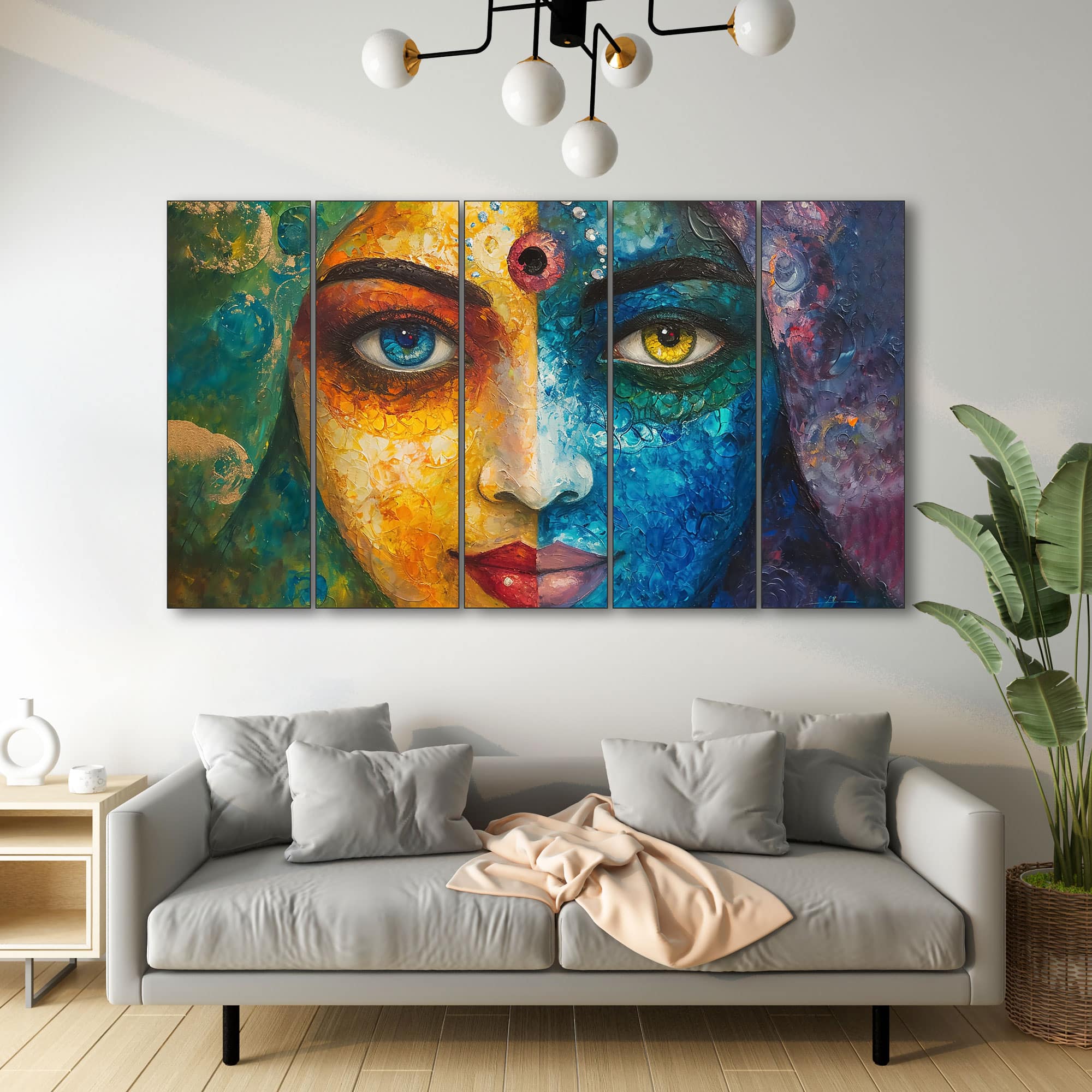The Castle Decor Radha Krishna Wall Painting Wooden Framed 27x48 Inch (Style 6) - The Castle Decor