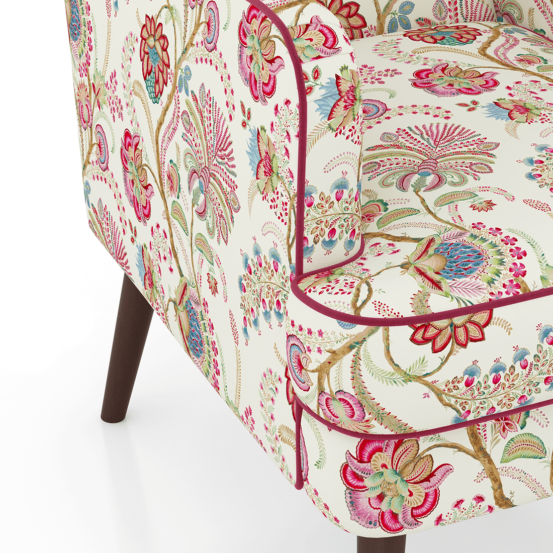 Genoa Lounge Chair In Viva bloom premium cotton Colour